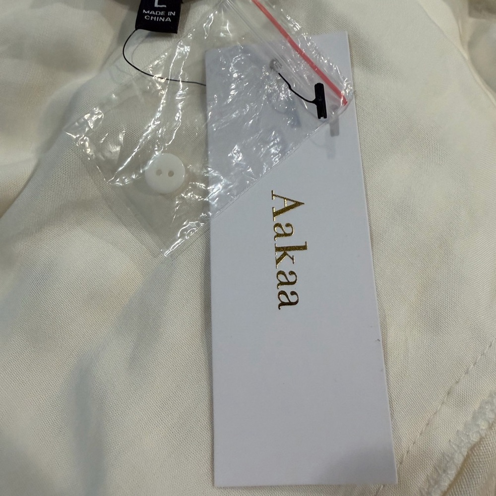 Aakaa NWT Womens Large Ivory Swiss Dot Lace Boho Cottagecore Maxi Dress - Picture 10 of 12